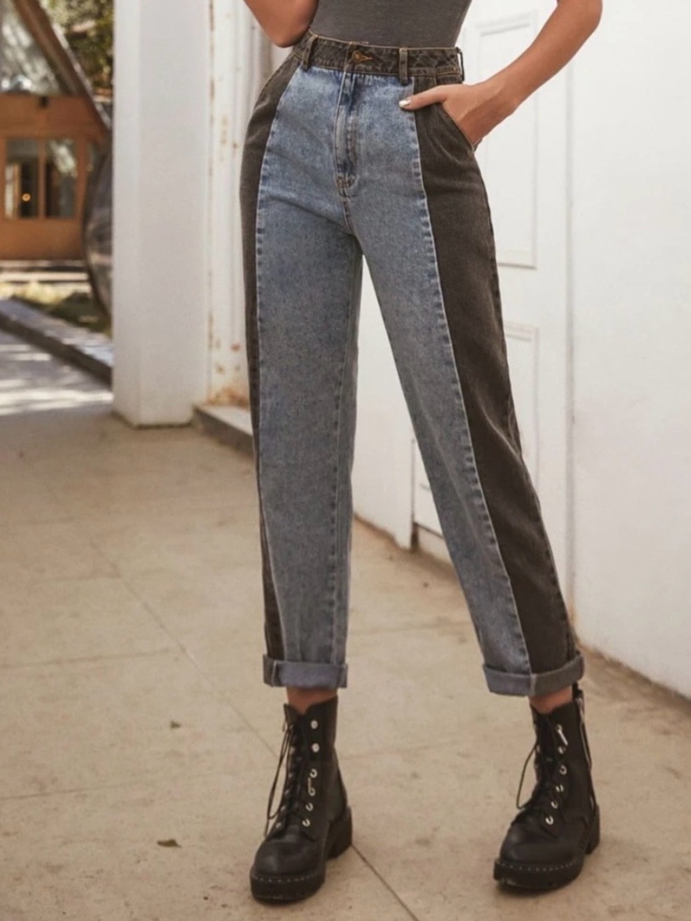 SHEIN High Waisted Two Toned Jeans